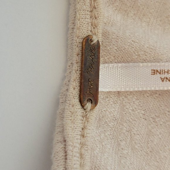 Free People Aplique Detail Beige Cap Sleeve Peplum Top, Size L - Picture 3 of 11